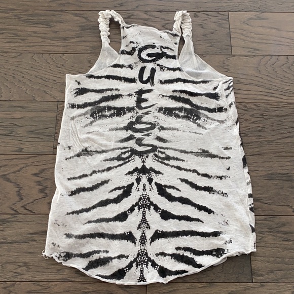 GUESS Tiger Racerback Tank Top with Studs and Rhinestones - Picture 6 of 10